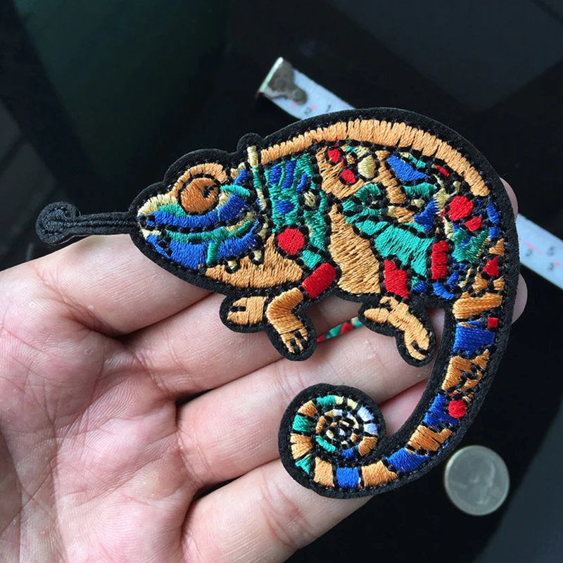 

Colorful Chameleon lizard Embroiderey Patch For Clothing Iron On Patches Applique Embroidered badge