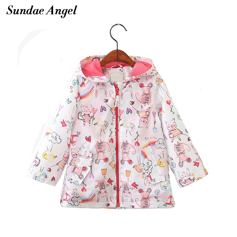 2021 куртка для девочек с длинными рукавами капюшоном изображением кота животных