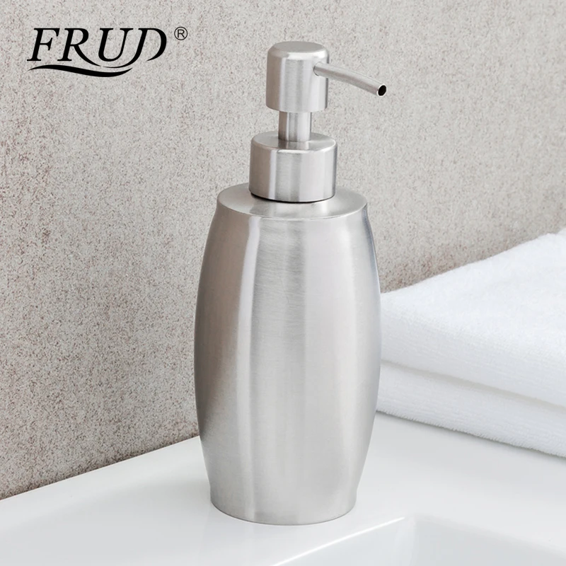 

FRUD 304 Stainless Steel Liquid Soap Dispenser Bathroom Shower Pump Lotion Dispenser 350ml Cucurbit Shaped Liquid Bottle Y35013