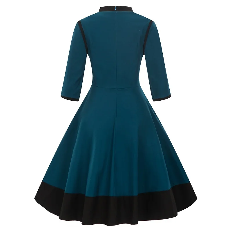 Новые женские платья весна-осень мозаичное большое свободное платье ретро с