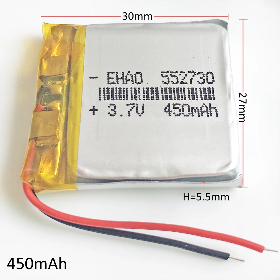 3 7 V 450mAh 552730 литий-полимерная LiPo аккумуляторная батарея литий-ионные ячейки для Mp3