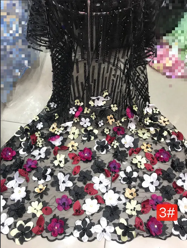 as picture 3 LASUI 1Y = 1 шт. 6 цветов красивый Многоцветный 3D цветок бусины одностороннее позиционирование вышивка кружевной ткани для платья X0355 - Цвет: as picture 3