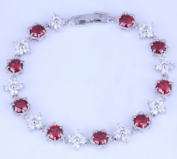 Любовный монолог отличный серебряный цвет Браслеты Красный Имитация гранат и