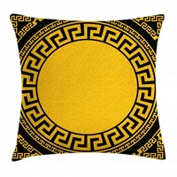 greek key cotton linen throw pillow cushion cover sun inspired big circle with antique fret and triangular ornaments decorativ