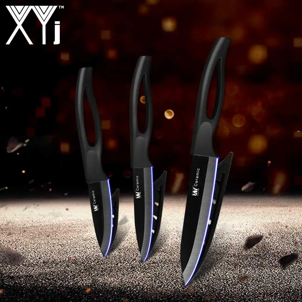 XYj керамический нож 3 &quot4&quot 5 &quotдюймов Кухонные аксессуары набор ножей ABS + TPR