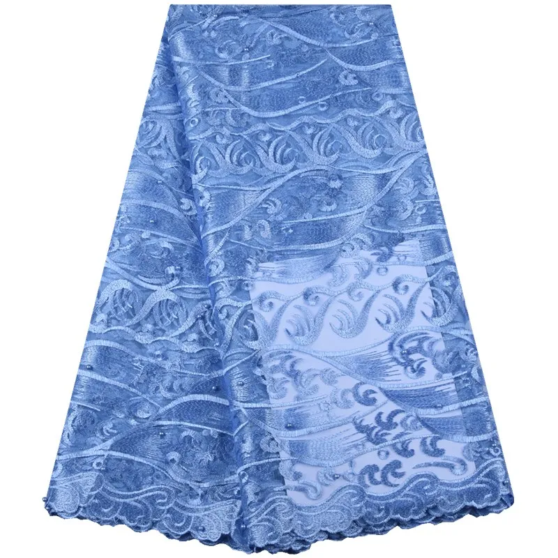 

Nigerian Lace Fabric 2019 High Quality Lace Red African Lace Fabric With Beads Embroidery French Tulle Lace For Dresses S1572