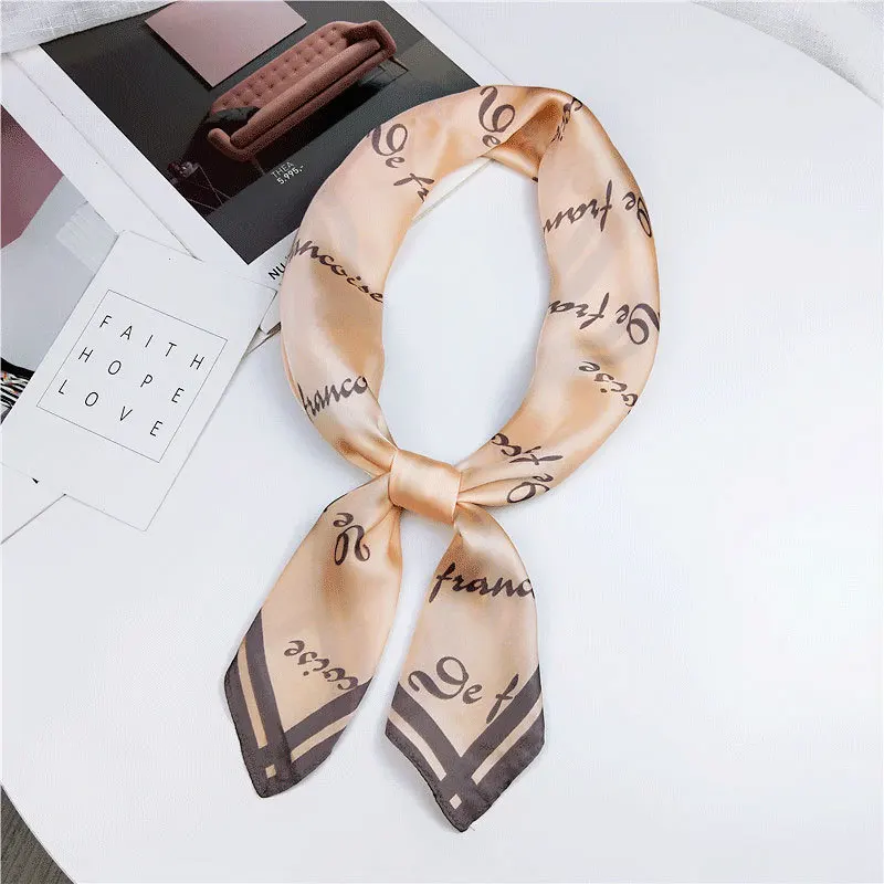 70*70cm Striped Dot Letter Print Square Scarves Hijab Luxury Brand Women Twill Silk Scarf Fashion Headband Bandana |