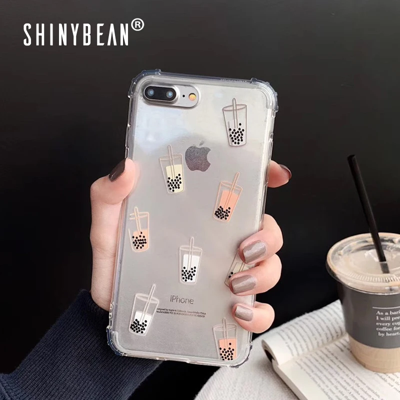 Противоударный чехол ShinyBean Bubble tea для iPhone X XS XR Max Прозрачный телефона 6 6s 7 8 Plus