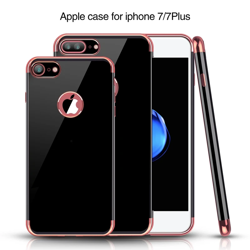 For iPhone 6S Case Roybens Luxury Jet Black 7 Plus 6 Soft TPU Bling Mirror Silicone Logo Hole Back Cover Capa |