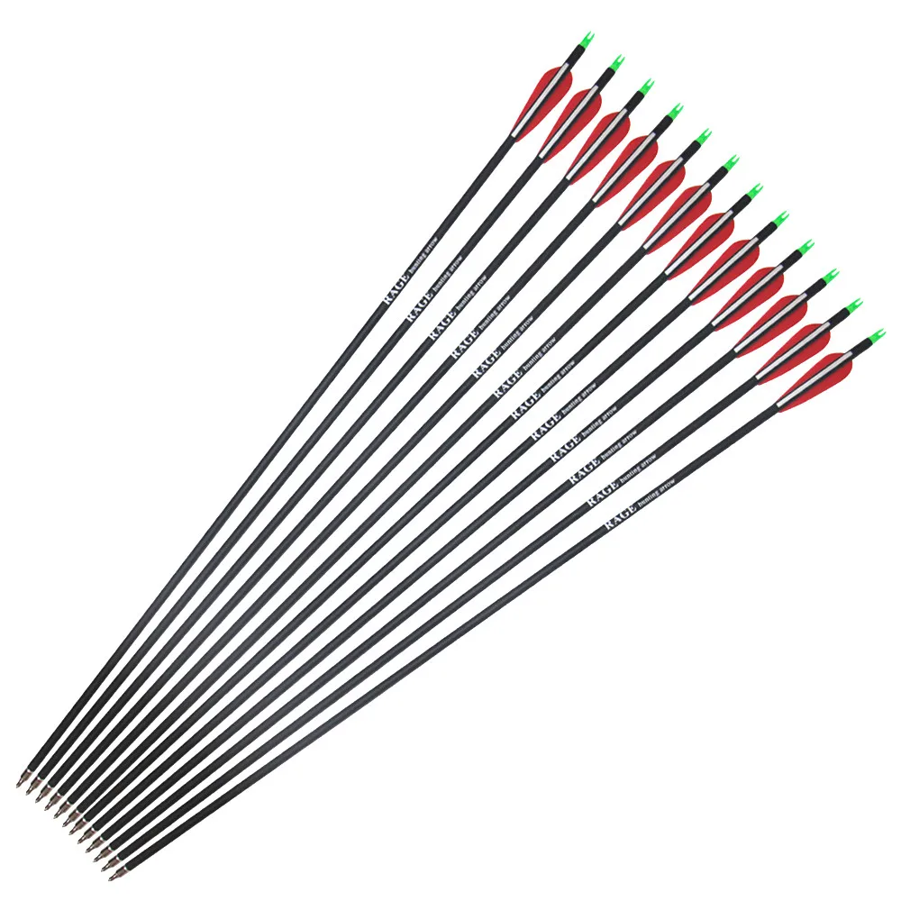 

30inch Hunting Carbon Arrow With Replaceable Arrowhead Spine 500 for 7.8mm Diameter Compound Bow Archery