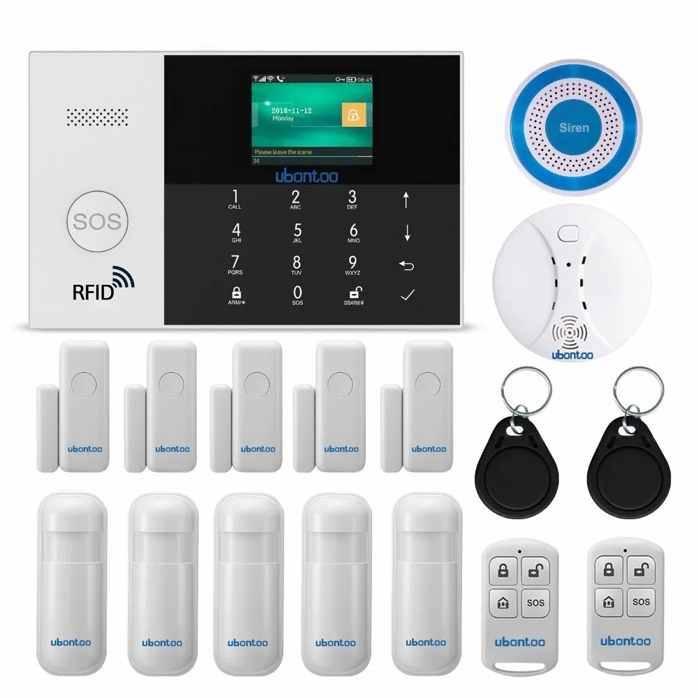 KitC Ubontoo беспроводной охранный датчик домашней безопасности wifi RFID SIM GSM сигнализация Система IOS Android приложение управление ЖК Сенсорная клавиатура - Цвет: KitC