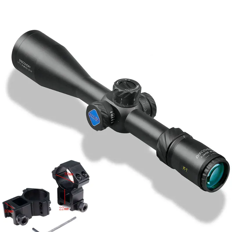Высокое качество обнаружения VT-T 6-24X50 SFVF FFP первый фокальный самолет Воздушный прицел пистолет охотничьи прицелы оптический гравированный сетка - Цвет: with high 20mm mount