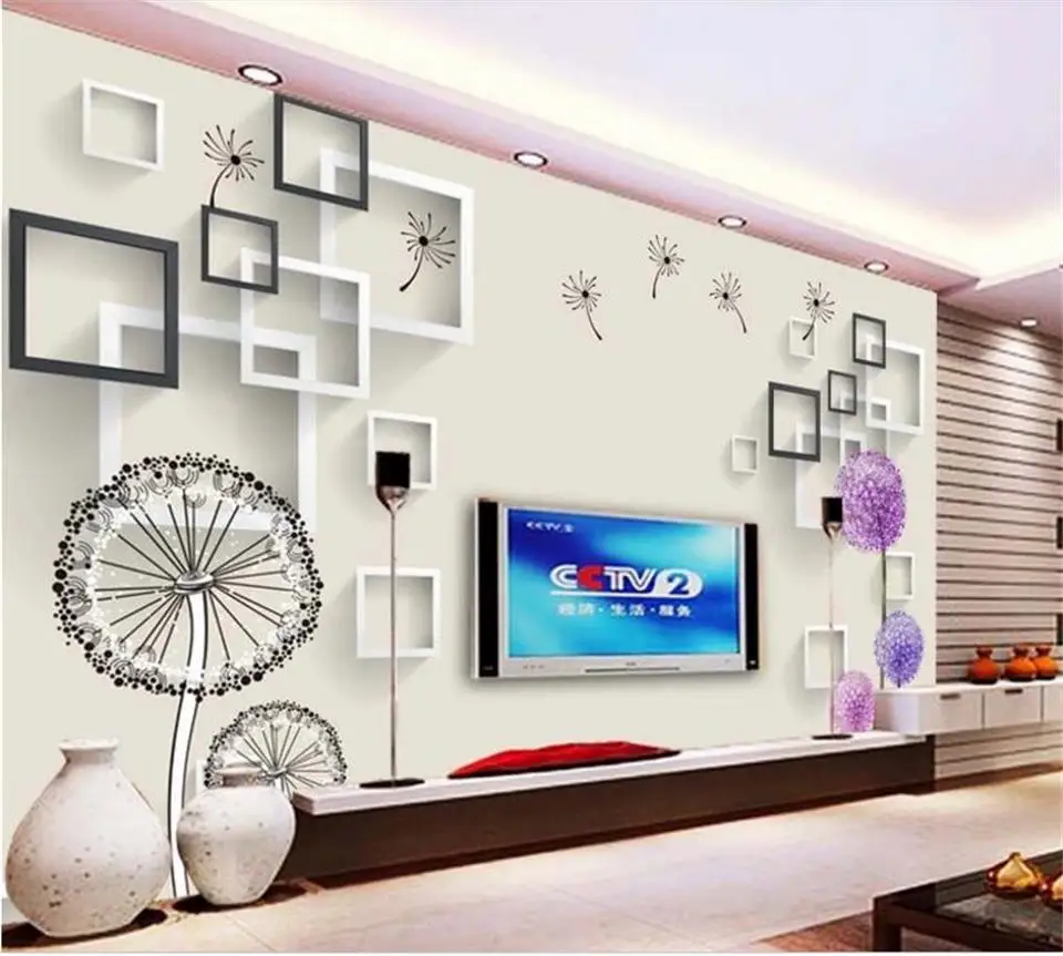 Custom Size 3D Photo Wallpaper Mural Living Room Sofa TV Backdrop Dandelion Square Box Picture Home Decor | Обустройство дома