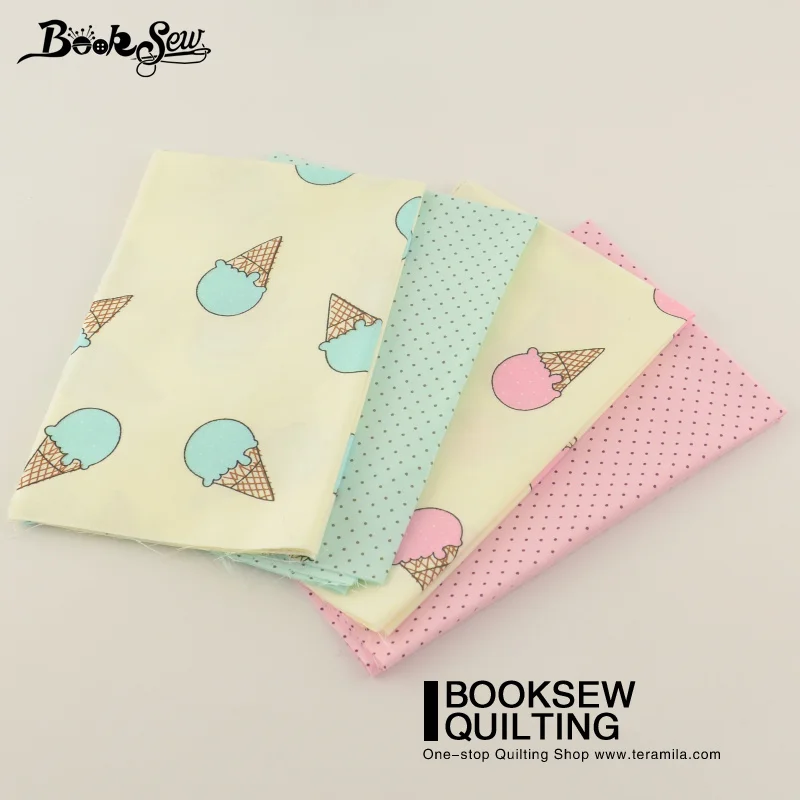 Booksew новая 100% хлопчатобумажная саржевая ткань дизайн мороженого и горошек 4 шт. 45