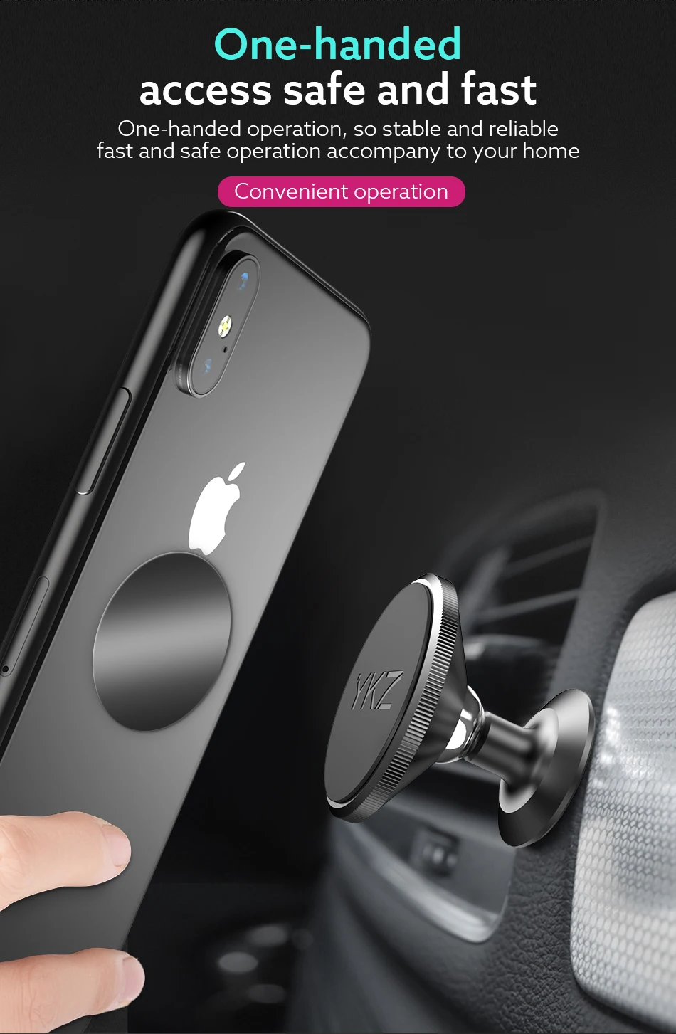 YKZ 2 Стильный Магнитный Автомобильный держатель Подставка для iphone X XR XS MAX samsung Xiamomi Air Vent gps универсальный автомобильный держатель для мобильного телефона