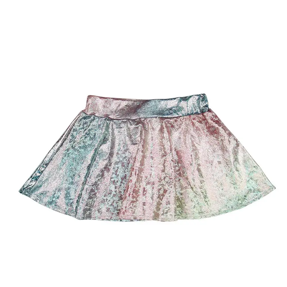 Kidlove Модная девушка градиент Цвет блестящие половина тела короткая юбка как Perfect