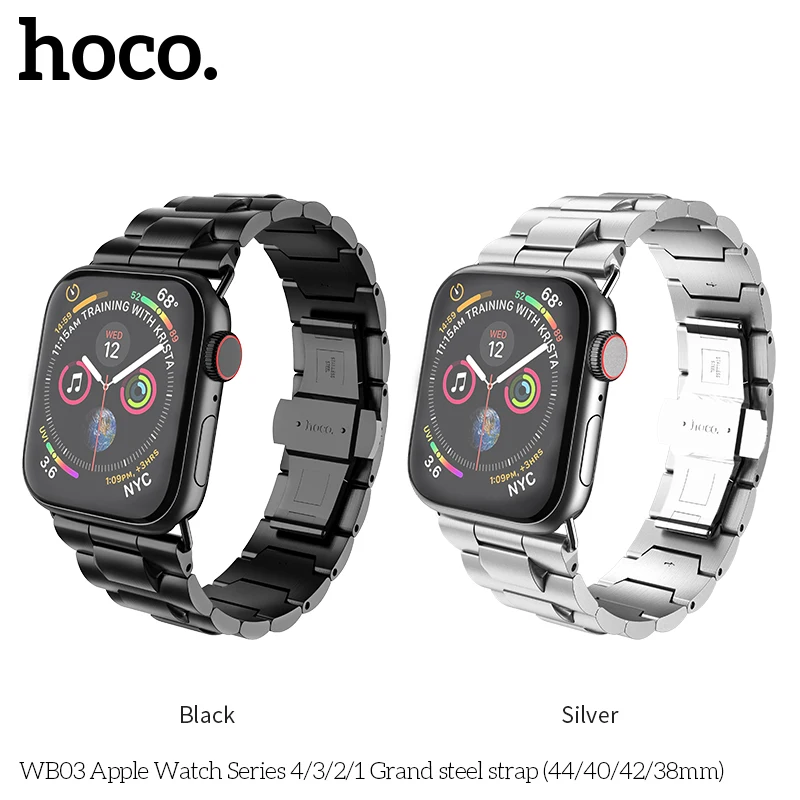 Ремешок HOCO Pinhen из нержавеющей стали для Apple Watch серии 5, 4, 3, 2, металлические Смарт-часы, подходят для Iwatch 44 мм, 42 мм, 40 мм, 38 мм