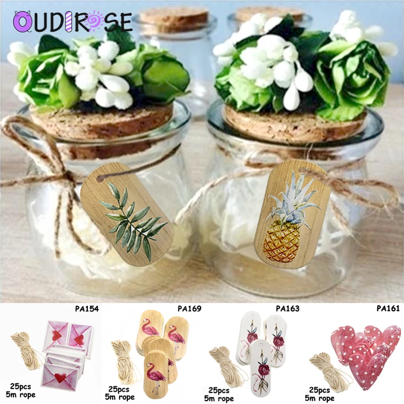 OUDIROSE 25 шт. бумага с Фламинго этикетка пеньковая веревка DIY ремесла украшение для