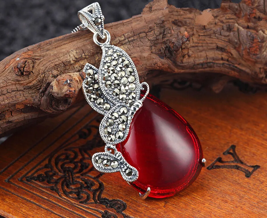 Подвеска из серебра 925 пробы с красным гранатом модные ювелирные изделия