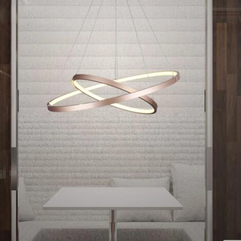 T Simple Chandelier Circular Ring Modern Metal Pendant Livingroom Bedroom Restaurant Lamps Creative LED Chip Lighting DHL Free | Освещение