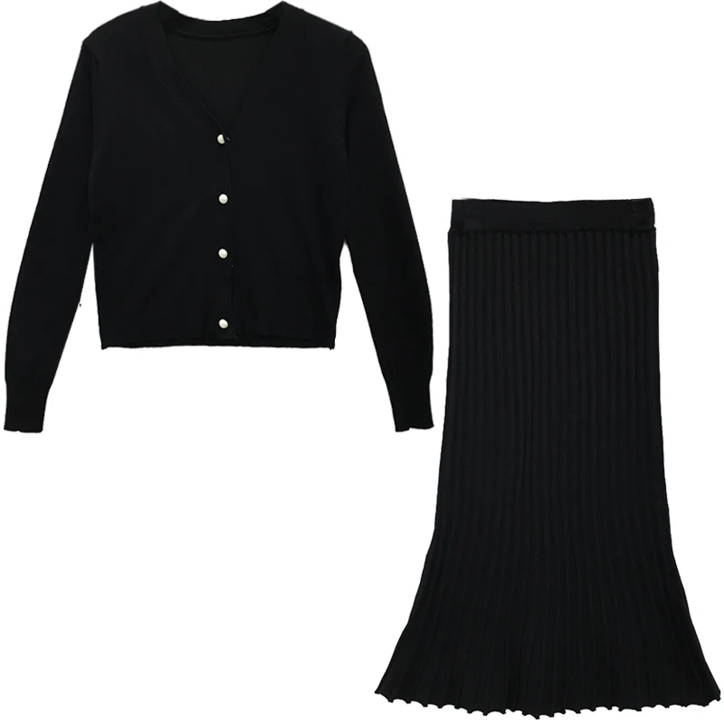 ALPHALMODA OL изящный осенний вязаный кардиган юбка 2 шт. костюмы с длинными рукавами