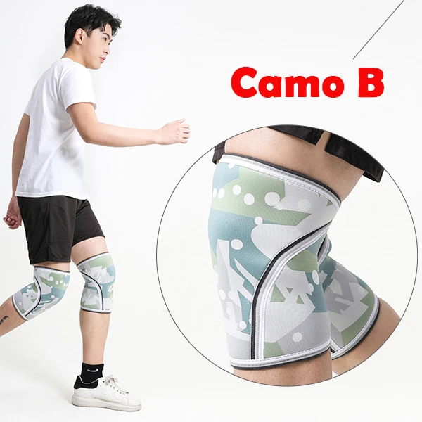 Camo B 2 шт. дышащие Компрессионные спортивные наколенники 7 мм неопреновый эластичный бандаж на колено рукав для тяжелой атлетики наколенник Поддержка протектор - Цвет: Camo B