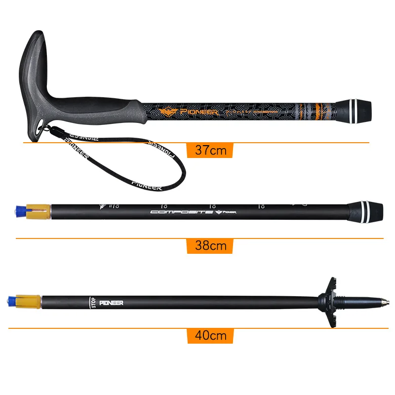 

T-handle Hiking Walking Cane Trekking Poles Ultralight Carbon Fiber Telescopic Alpenstocks 49cm-100cm Trail Walking Stick Canne