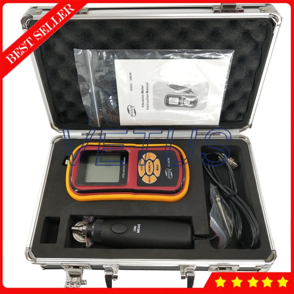 GM63B Высокоточный Ручной датчик вибрации метр тестер анализатор с цифровыми