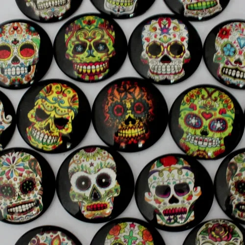

20mm Mixed Style Cartoo Skull Round Glass Cabochon Dome Jewelry Finding Cameo Pendant Settings 20pcs/lot (K02319)