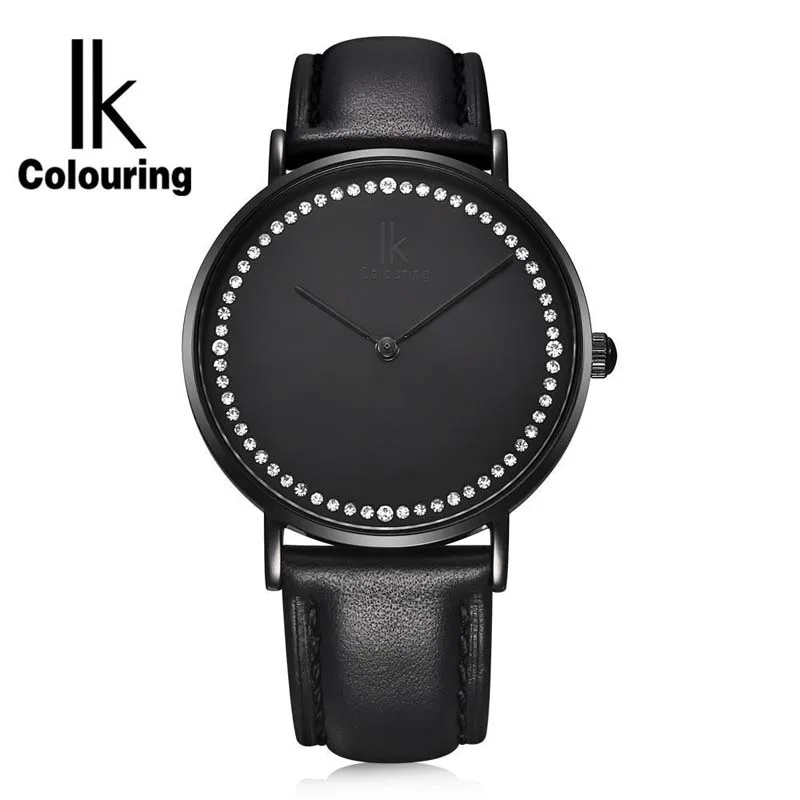 

Женские кварцевые часы IK coloring, ультратонкие, с ремешком из натуральной кожи