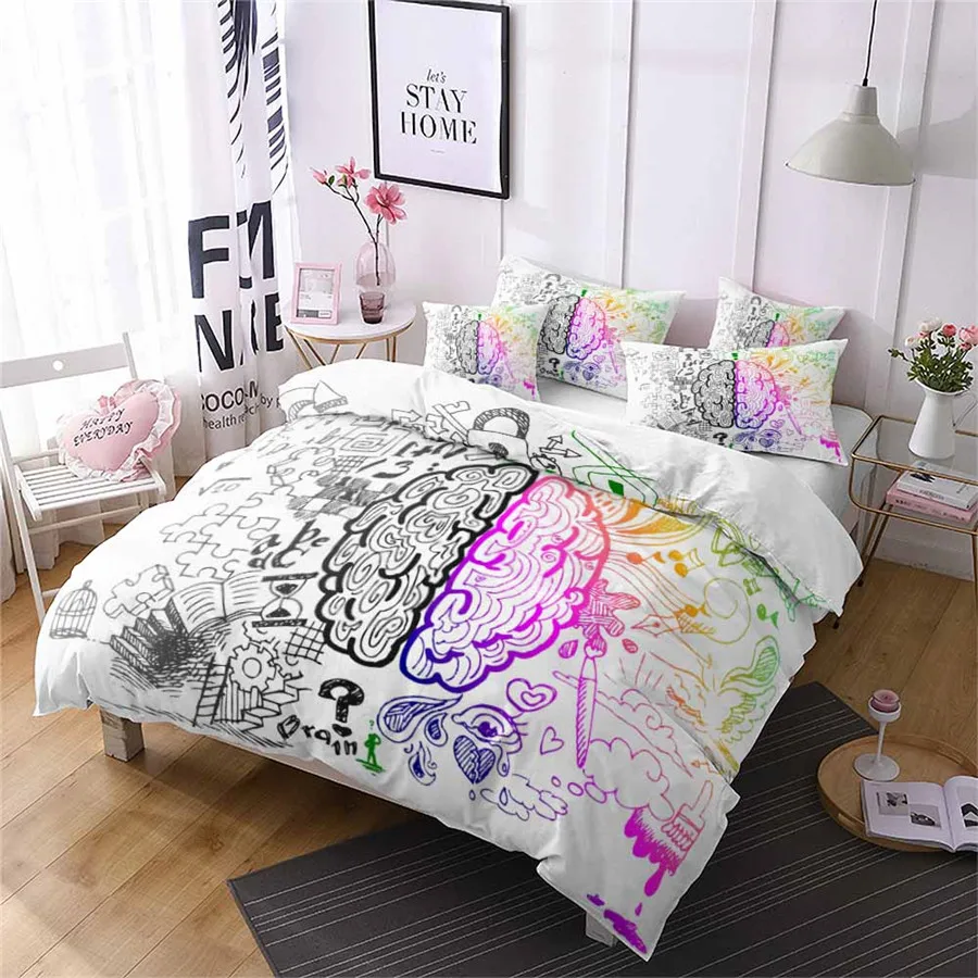 

HELENGILI 3D Bedding Set Brain Print Duvet Cover Set Bedcloth with Pillowcase Bed Set Home Textiles #GXT-04