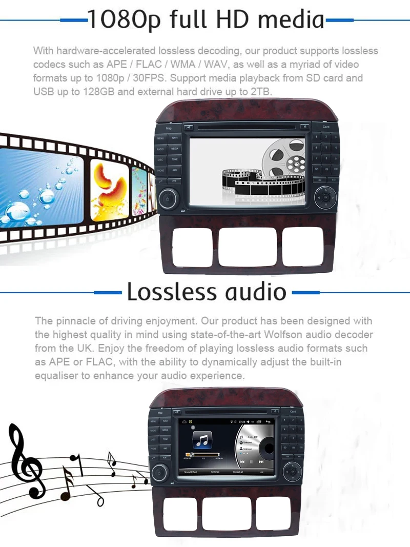Android 2Din 7inch DVD Car Audio Navigation System For Benz S W220 (1999-2006) CL-W215(1998-2005) With Multimedia Playe | Автомобили и