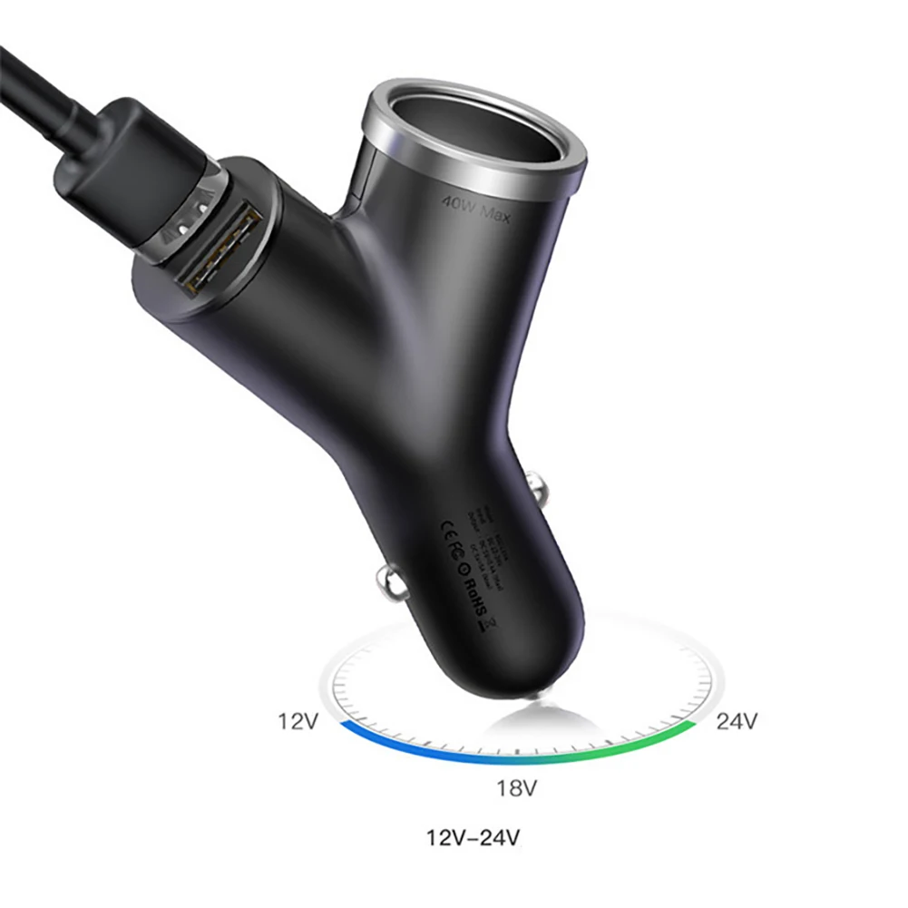 3.4A 40 Вт удлинитель адаптер для автомобиля с двумя портами USB-Зарядное устройство