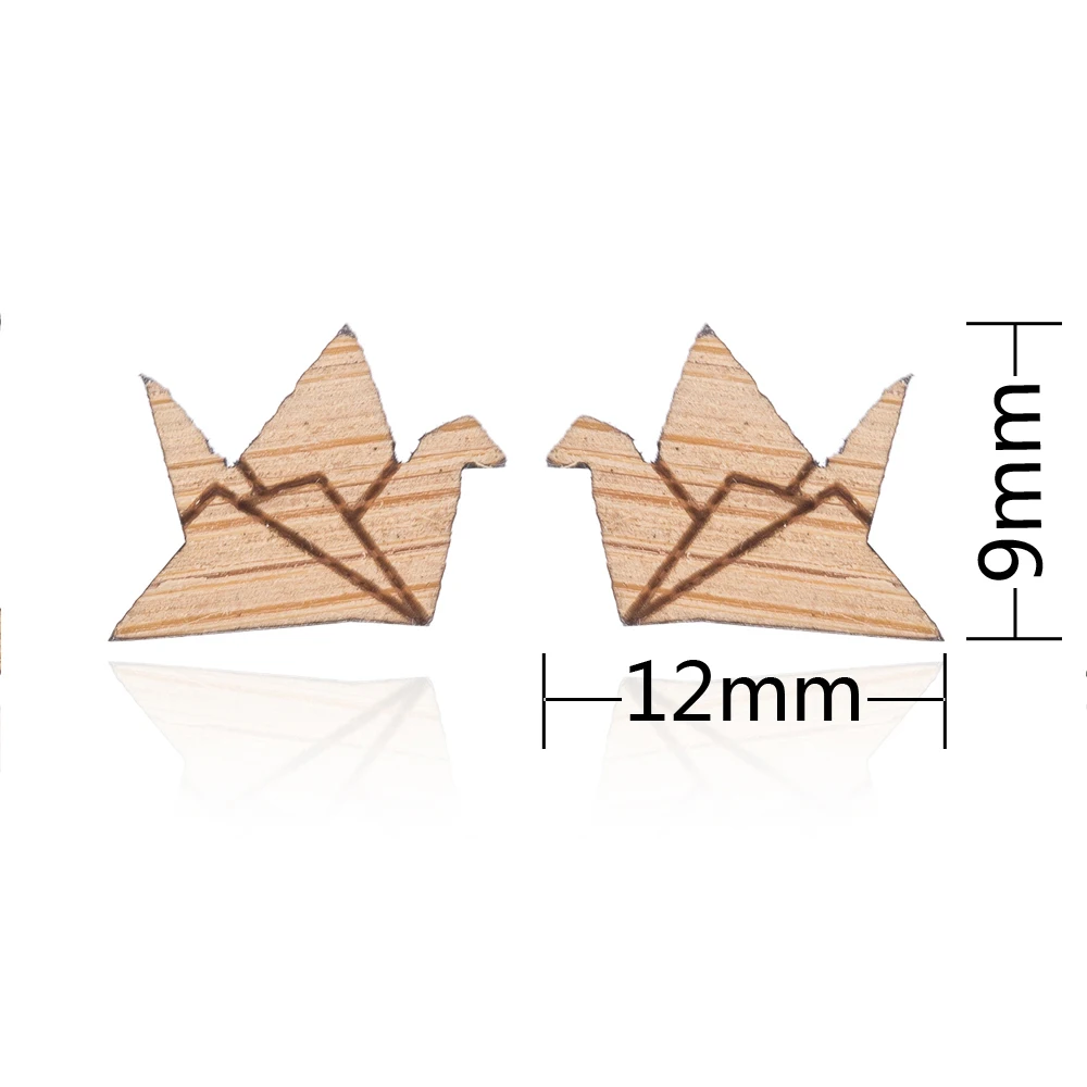 SMJEL Geometric Wooden Earrings Tiny Paper Crane Bird Stud Ear Jewelrys Women Accessories pendientes mujer moda 2018 | Украшения и