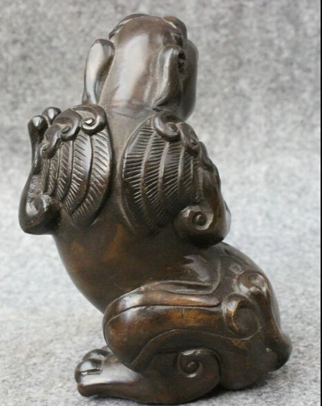 JP S0114 Folk Chinese Bronze FengShui Guard Foo Fu Dog Lion PiXiu Beast Statue Animals Discount 35% | Дом и сад