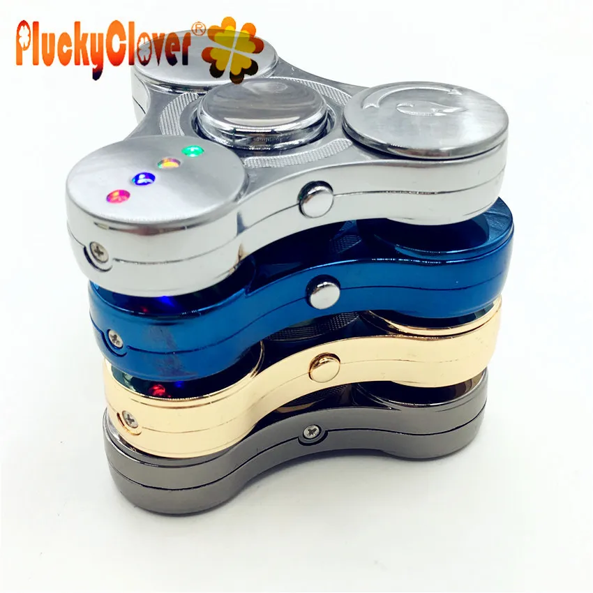 1 шт., Спиннеры, светильник er Gold Finger Metal Handspinners, светодиодный светильник-вспышка, алюминиевый Tri-Spinner для взрослых детей, черный, синий, гироскоп