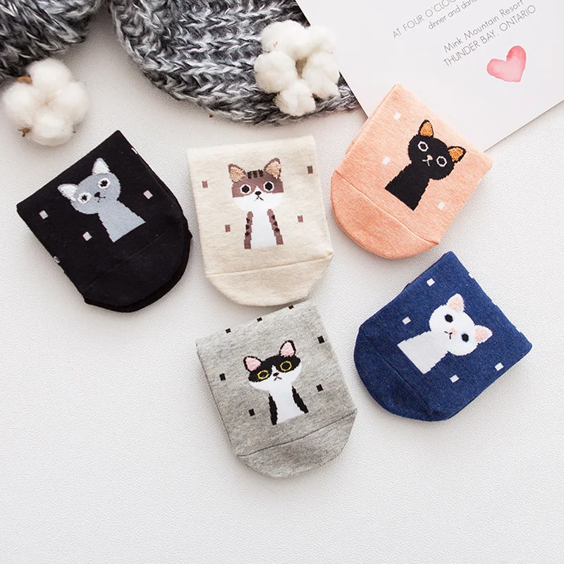 3 шт./комплект женские носки с милым котом хлопковые летние короткие harajuku