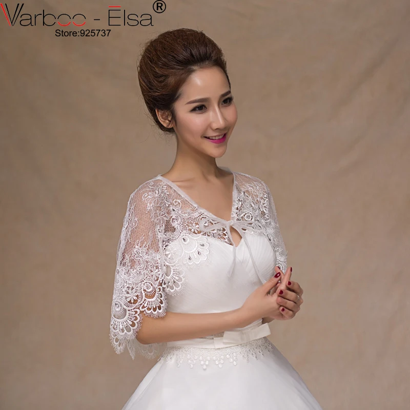 VARBOO_ELSA Elegant Lace Embroidery Bridal Decoration Cape Summer Thin Shawl One Size Wedding Accessories 2021 Hot Sale Top Coat | Свадьбы и