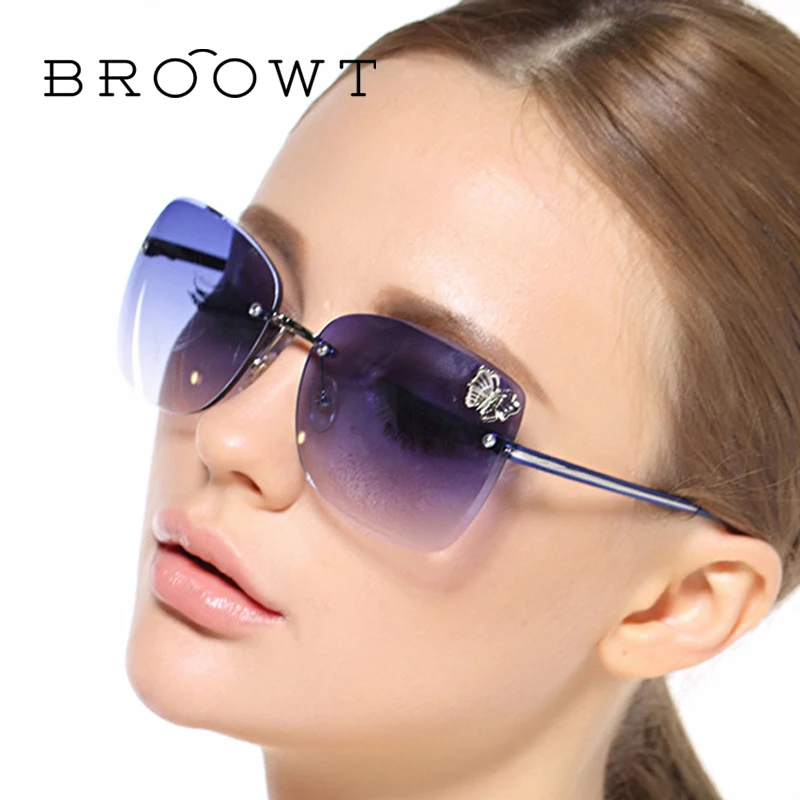 BROOWT Марка женская Мода UV400 защиты Солнцезащитные Очки Сплава Вождения для женщин