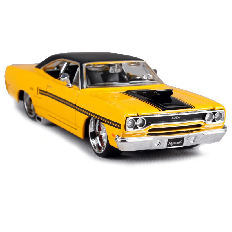 Maisto 1:24 1970 plymouth gtx желтый модель автомобиля 210*75*55 мм старинные игрушки для сбора
