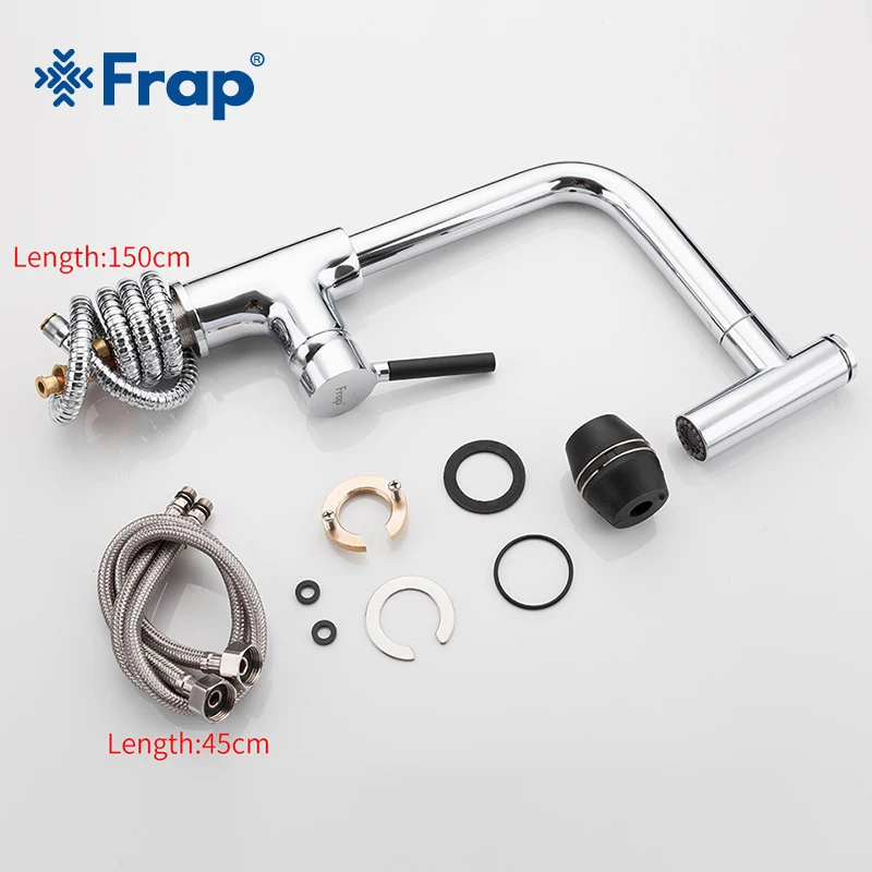

Frap Pull Out Kitchen Tap Kitchen Faucets Silver Single Handle Single Hole Handle Swivel 360 Degree Water Mixer Tap Mixer F6044