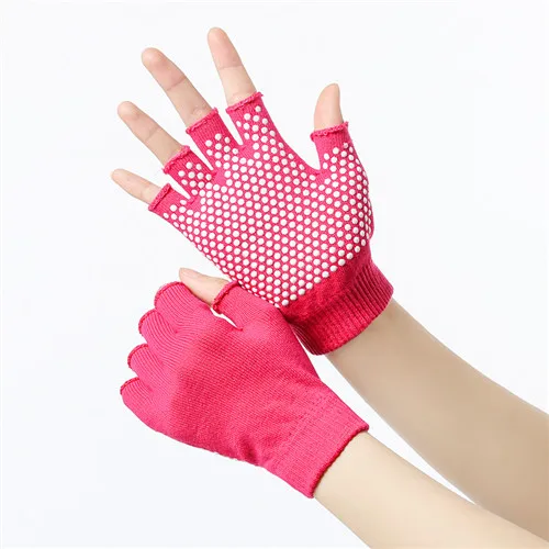 Pink 1 пара, перчатки для йоги с полупальцами, нескользящие перчатки для велоспорта, для тренажерного зала, противоскользящие, тренировочные, спортивные перчатки, аксессуары для улицы - Цвет: Pink
