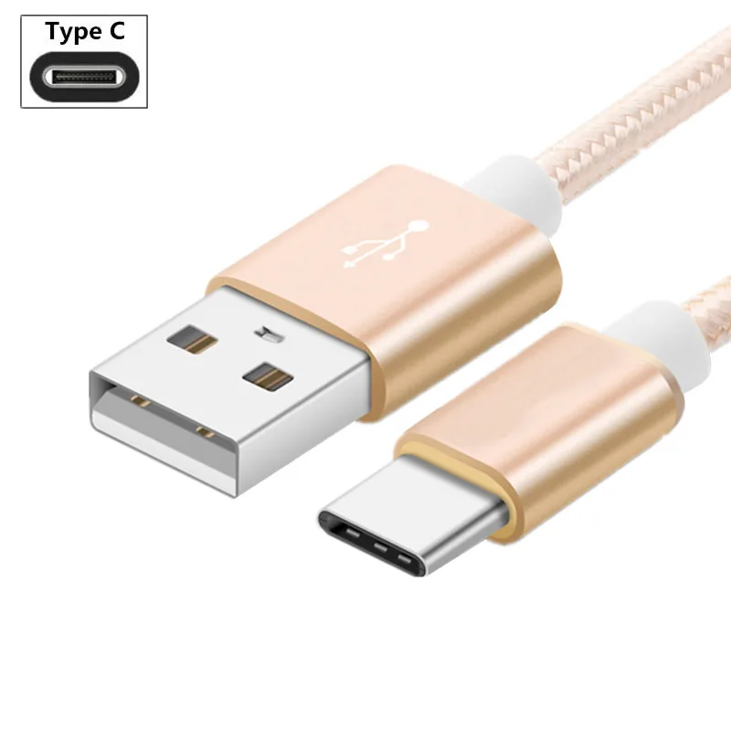 Кабель с разъемом USB Type C нейлоновая оплетка 2A быстрая кабель для зарядки и