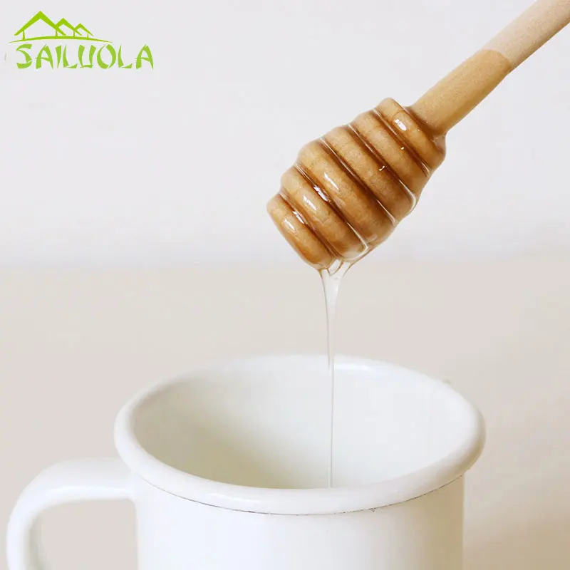Новый Мода деревянный Мёд ложка для Jar без Краски веселки Кофе мешалка
