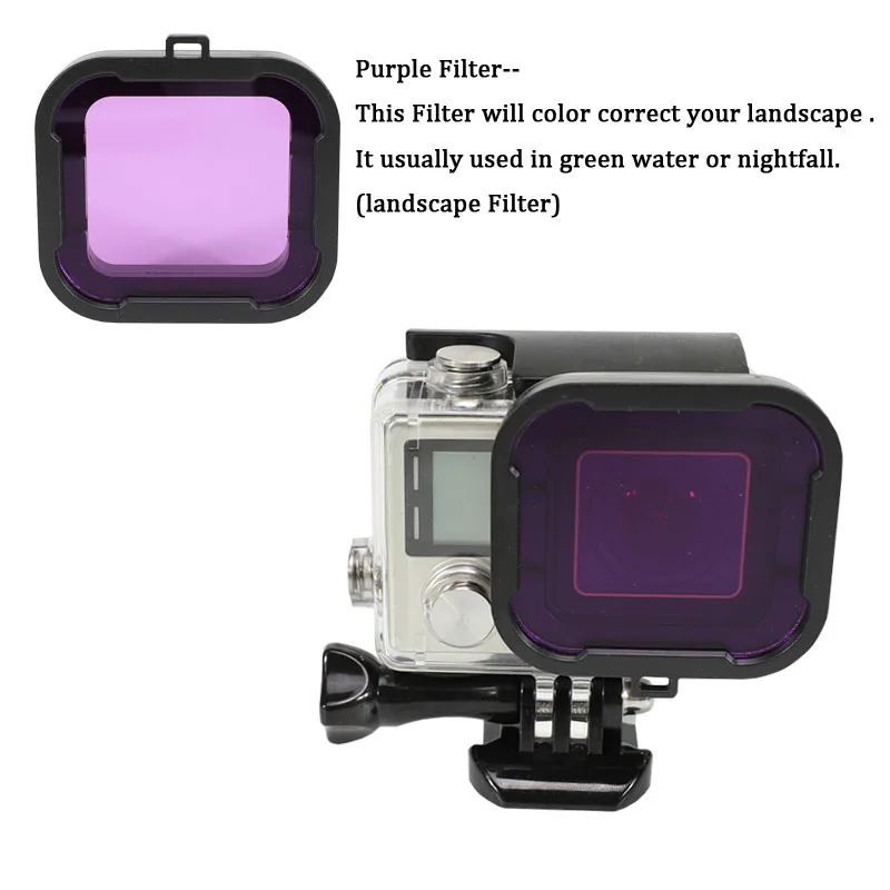 Водонепроницаемый чехол для объектива защитные фильтры GoPro Hero 4 3 +