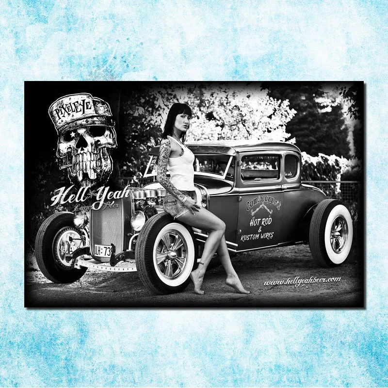 Hot rod muscle car Книги по искусству шелк Холст печати плакатов 13x20 24x36 дюймов работы