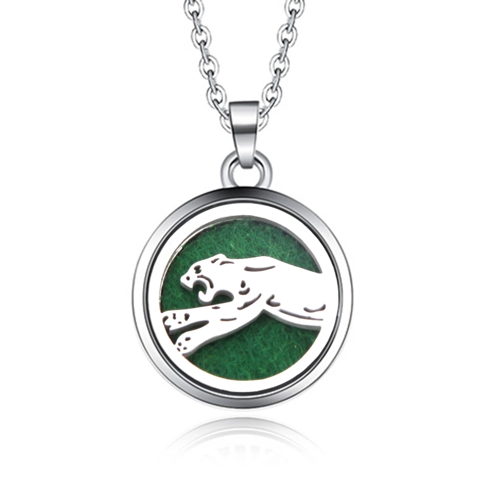 

Stainless Steel Leopard Aroma Box Pendant Necklace Magnetic Aromatherapy Essential Oil Diffuser Box Locket Pendant Jewelry