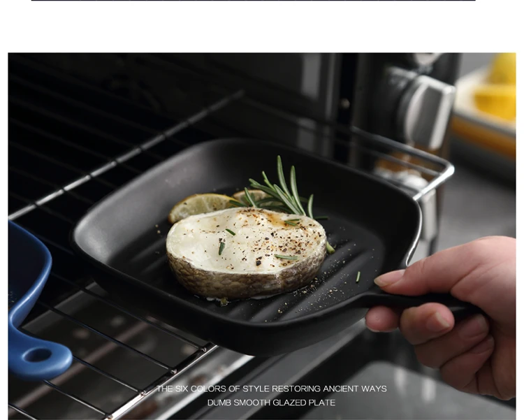 Nordic home oven dish baking tray Creative with handle ceramic dish barbecue deep dish kitchen tableware