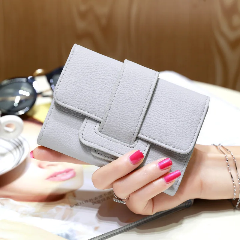 

H Fashion Korean Women Wallet Solid Color PU Leather Zipped Coin Purse Fold Card Holder Ladies Clutch Bag Big Capacity 8 New