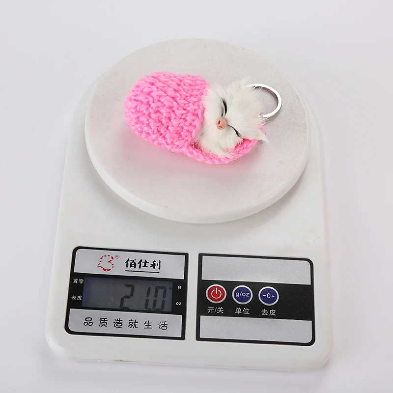 

Naomy&ZP Sleeping Cat Pompom Keychains For Women Girls Handmade Woven Shoes Faux Rabbit Fur Kitten Key Chains Fluffy Car Keyring